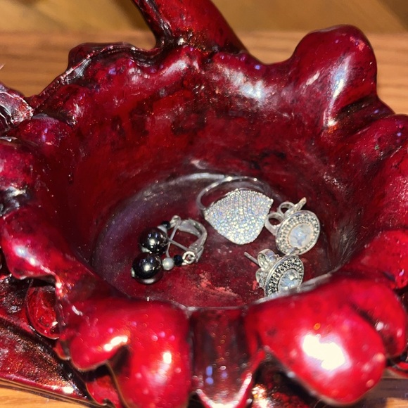 Vintage Chinese Red Lacquer Resin Dragon Holder Candle, Trinket, Ashtray Coins - Picture 9 of 10